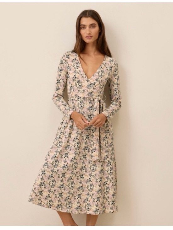 Pact Dresses & Skirts - Pact XS NWOT fit & flare floral wrap long sleeve dress